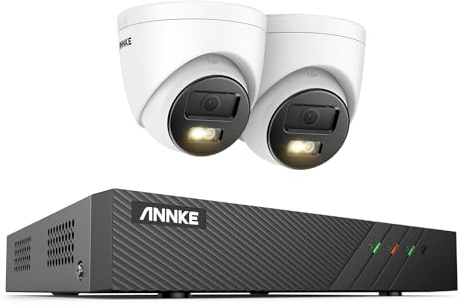 ANNKE 3K Überwachungskamera Set mit 2X 3K/5MP PoE IP Kamera, 8CH CCTV NVR für 24/7 Aufnahme, Personenerkennung und Fahrzeugerkennung, Fernzugriff, 100 Fuß IR Nachtsicht (HDD Nicht enthalten)