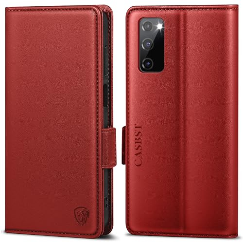 CASBST Étui pour Samsung Galaxy S20 FE Étui en cuir premium protection à rabat pliable avec compartiment cartes support magnétique pochette téléphone avec RFID Flip Case Cover étui à rabat pour