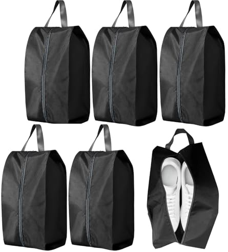 Schuhtasche, 5 Stück Schuhtasche Reise, L Size Wasserfeste Schuhbeutel Reise, Schmutzabweisender Schuhsack Reise für Reise oder Zuhause-Aufbewahrung(Schwarz)