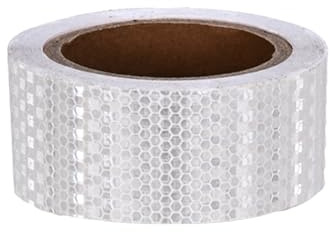 Ruban adhésif réfléchissant blanc - 10 m x 5 cm - Étanche - Bande d'avertissement autocollante - Ceinture de sécurité pour véhicules et remorques - Ruban d'avertissement accrocheur pour l'extérieur