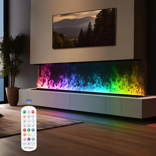 Mexhom Wasserdampfkamin, 9-Farbiger 3D-Flammeneffekt, 100cm，unbeheizt | TUYA App Control, Fernbedienung, Mehrfarbige Flamme, 3D Wasserdampfeffekt, Für Schlafzimmer, Heimdekor, Befeuchtung