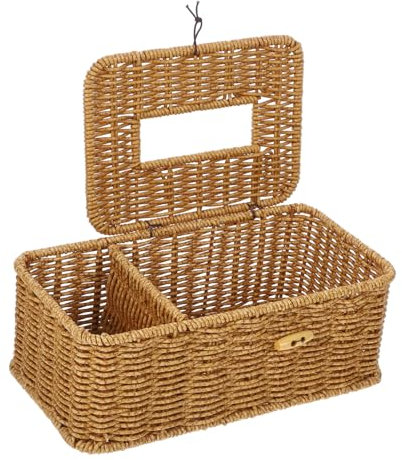 GARVALON Rattanimitat Taschentuchbox Taschentuchhalter Fürs Zuhause Einfache Aufbewahrungsbox Für Badezimmer Und Wohnzimmer Robust Und Stilvoll