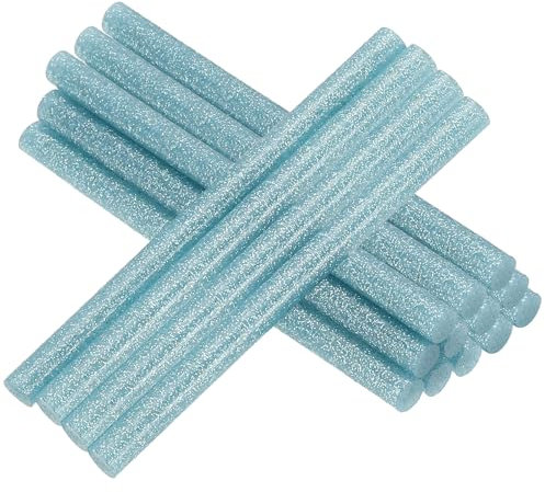PATIKIL 4x0.27 Inch Glitter Hot Glue Sticks, 16 Pcs Hot Glue Gun Sticks Mini Hot Melt Adhesive Glue Stick for DIY Art Craft Repairs Festival Decoration, Lake Blue