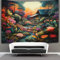 Asphzxxl 3D Druck Jungle Hut Wandteppiche Poster Ornament Wandbehang Wandteppich Raumteiler Vorhang Für Wohnzimmer Schlafzimmer Tapisseries 100cmx150cm