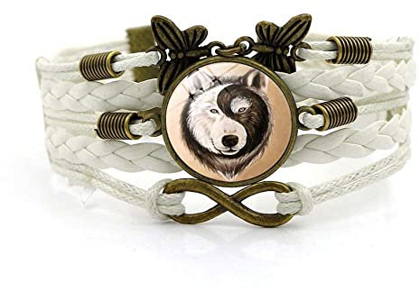 Jewellery Geflochtenes Armband, Yin-Yang-Wolf-Zeit-Edelstein-Armband, ethnisches Seil-Schmuck-Armband, mehrschichtiges handgewebtes Glas-Kombinations-Schmuck, Mode-Accessoires Jewellery