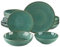 WLIHDB Dinner Sets 16/32/48 Piece Green Embossed Stoneware Tableware Set With Dinner/Dessert Plate/Soup Bowl/Mug Service For 4/8/12 For Dinner(32 PCS)