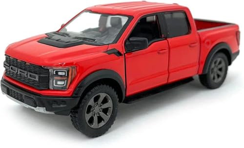 Easy Toys Modellauto kompatibel mit Kinsmart Ford F-150 Raptor - Maßstabsgetreues Spielzeugauto mit zu öffnenden Türen - Automodellierung (2022 Rot)
