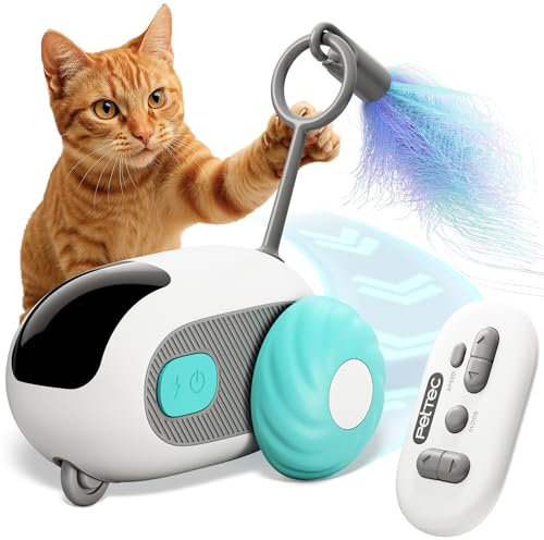 PETTEC® RC Car Interaktives Katzenspielzeug ferngesteuertes Auto [SMART TOY] - Intelligentes Katzenspielzeug elektrisch mit automatischer Hindernisvermeidung - Spielzeug Selbstbeschäftigung für Katzen