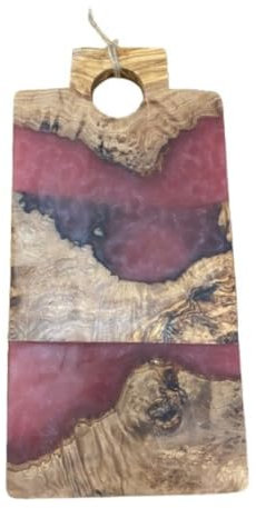 Didon Wood Planche à Découper en Bois d'Olivier avec Incrustation de Résine, 30 x 15 cm, Motif bleu, violet, vert, noir Artisanale (Violet)