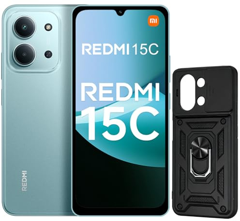 XIAOMI Redmi 15C Smartphone - 4GB / 256GB, Bildschirm 6,9 , 120Hz, 50MP Dual-Kamera, 6000mAh Minzgrün, Kein Ladeadapter (mit Handyhülle)