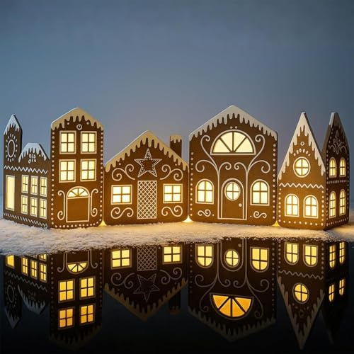 Generisch Lebkuchenhaus Deko, 99cm Pappe Gingerbread Weihnachtsdorf Mit Beleuchtung, Lebkuchenhaus Basteln Weihnachtsdeko