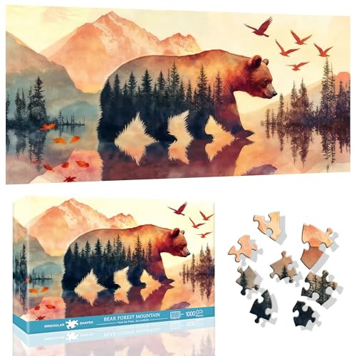 VAIIEYO Ours Puzzle 1000 Pieces, Puzzle Adulte Animaux, Adultes et Enfants à Partir de 14 Ans, Activité Familiale Stimulante, écoration Murale de la Maison, Cadeau, 80 x 41 cm