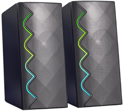 HINAYOSAN Kleiner Lautsprecher, bunte Farben, LED, Multimedia, USB-Musikbox mit Sockel für Desktop-Gaming und Musik, USB für Büro und Gaming