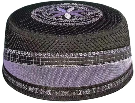 Generico Ethnisch bestickte harte Schale Flache Zylinder Lila Eid Gebet Hut Outdoor (Lila, L)