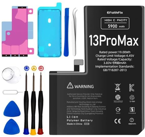 EFaith für iPhone 13 Pro Max Akku 5900mAh Ersatzakku | 5900mAh hohe Kapazität | Längere Akkulaufzeit als Original | Inkl. Einbauwerkzeug