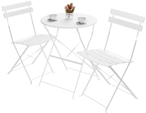 LIFERUN Gartenmöbel Bistro Set Metall, Balkonmöbel für Balkon und Garten