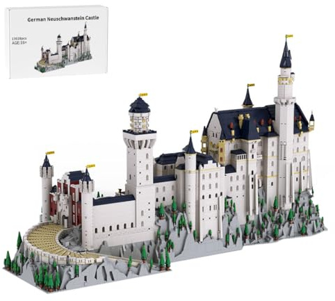 Vectolbricks MOC Klemmbausteine Neuschwanstein Castle Modell, 13028 Teile 1/350 Groß Architecture Burg Gebäude Set
