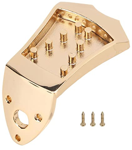 Ricambio per il cordino posteriore della mandolina in metallo, ponte e cordino posteriore per mandolina a 8 corde con tavola bombata, design monoblocco fuso con viti, accessorio (Oro)