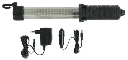 SW-Stahl S9725 LED Werkstattleuchte - Akku Werkstattlampe mit Magnet | Kabellose Stableuchte mit 60 LEDs, 4h Akkulaufzeit, 230V Netzteil & 12V Kfz-Adapter, flexibler Haken für Kfz-Werkstatt