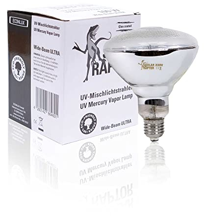 SOLAR RAPTOR UV Mischlichtstrahler 80W Metalldampflampe für Terrarien, Terrarienstrahler mit UV-A und UV-B Strahlung…