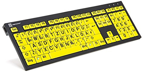 LogicKeyboard LKB-LPBY-BJPU-DE Slimline Tastatur XL-Print Black on Yellow PC Nero