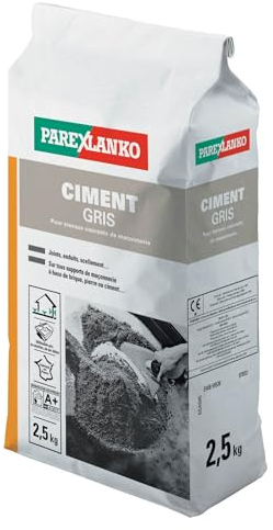 Parexlanko - Ciment Blanc - Pour tous travaux courants de maçonnerie - Scellements, joints et enduits - Peut être coloré - 2,5kg