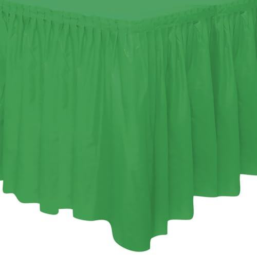 Unique Party 50060 - Plastic Emerald Green Table Skirt, 14ft