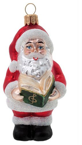 Hamburger Weihnachtskontor - Tannenbaumschmuck aus Glas -Weihnachtsmann singend mit Gesangbuch