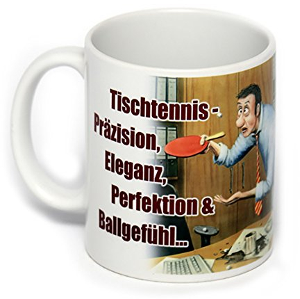 lustige Cartoon Keramik Tasse Becher Sport Tischtennis ...kein Sport für Grobmotoriker!