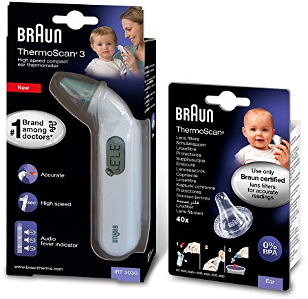 Braun Thermoscan 3 - Termómetro digital auricular + 40 protectores de lente