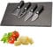 4 Piece Cheese Knife Set With Slate Board - 4pc Set, Matt Black Stainless Steel Blades with Black Comfort Soft Touch, Ergonomic Handles, Includes Slate Cutting & Serving Board, 2 Year Guarantee.