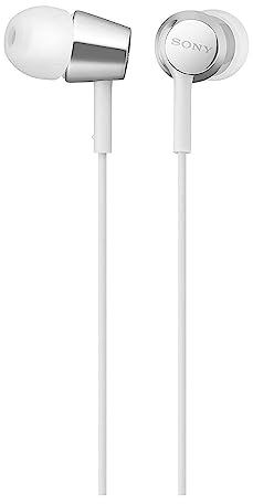 Sony MDREX155AP in-Ear Earbud Headphones/Headset with mic for Phone Call, White (MDR-EX155AP/W)