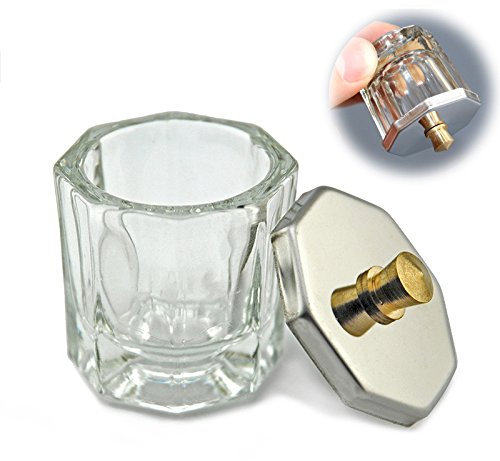 Clest F&H Nail Art Clear Dappen Dishes Cup with Lid for Acrylic Liquid Powder Styling Tool (2#)