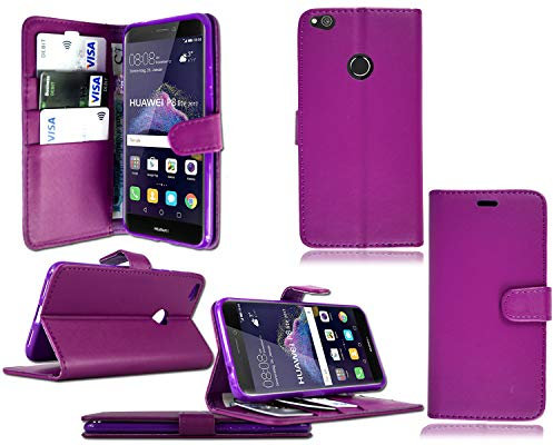 Huawei P Smart FIG-LX1 / Enjoy 7s / Honor 9 Lite Custodia a portafoglio in pelle viola - Portafoglio a libro viola