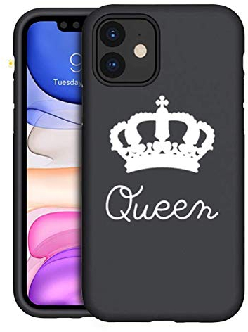 Yoedge Coque Pour iPhone 11, Etui en Silicone Avec Noir Motif Design Antichoc Housse de Protection Flim TPU Gel 360 Case Cover Coque Pour Telephone Apple iPhone 11 6,1, Queen Blanc