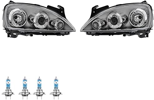 EISENFELS Bundle Set 70799184 Scheinwerfer rechts & links + Leuchtmittel H7 NIGHT BREAKER kompatibel mit Corsa C F08 F68