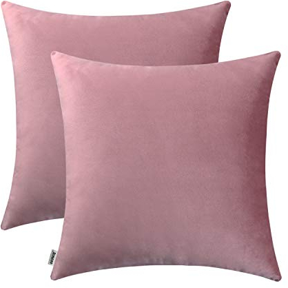 Jeneoo Comfy Decor, Federa per cuscino in velluto per casa, divano, decorativa, quadrata, per cuscino (rosa cipria, 50 x 50 cm, 2 pezzi)
