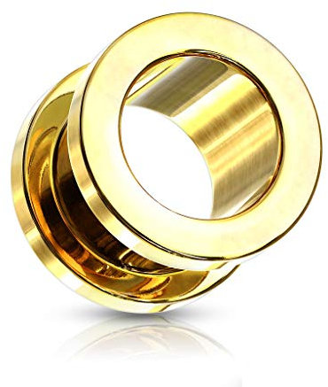 beyoutifulthings Ohr-Tunnel Gold Ohr-Piercing Edelstahl Ohr-Schmuck Screw Fit Flesh Plug Schraub-Verschluss 1,2mm