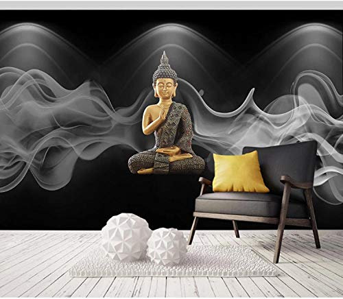 Papier Peint 3D Panoramique Fond de fumée de Bouddha Zen Tapisserie Intissé geant Poster 300x210cm