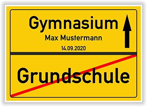 Geschenkidee Einschulung Grundschule - Gymnasium Ortsschild Bild kleines Geschenk zur Einschulung - Kinder Party Deko Junge Mädchen Hinweisschild Glückwunschkarte Schulanfang
