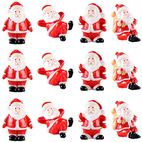 VALICLUD 12Pcs Weihnachtsschmuck Miniatur Santa Claus Figuren Dekorationen Schöne Weihnachten Handwerk Niedlichen Harz Mini Weihnachtsfiguren (Gemischter Stil)