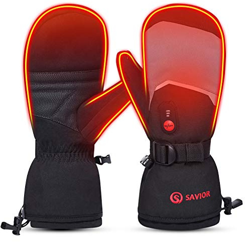 SAVIOR HEAT Gants Chauffants Mitaines Homme Femme, Gants de Ski Neige à Batterie Électrique Rechargeable, Gants Chauds pour Hiver Moto Snowboard Randonnée Cyclisme Randonnée Course à Pied