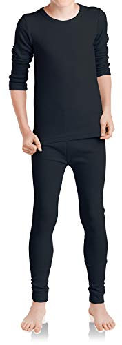 MT Kinder Ski- & Thermowäsche Set - Winter Unterwäsche für Jungen und Mädchen - Schwarz 134-140