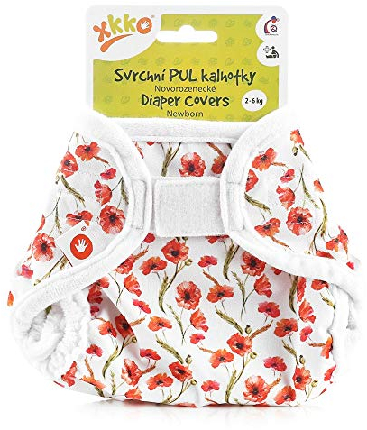 XKKO - Überhose (PUL) - Newborn (2-4 kg) - Rote Mohnblumen