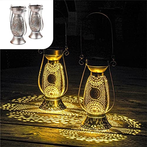 Gadgy Solar Orientalische Laterne, 2er-Pack, Solar-Laterne für den Außenbereich, wasserdichte LED-Lampe für Garten, Terrasse und Balkon, dekorative Hängelampen für warme Atmosphäre