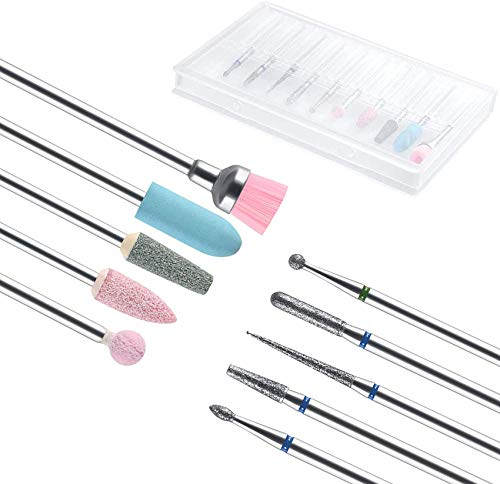 JeoPoom Nagelfräser Schleifköpfe Bits[10 Stück], Bits für Nagelfräser, Nagelfeile für Gelnägel, Für die Maniküre, Pediküre, Polieren der Nageloberfläche, Professioneller Nagelfräser Aufsätze Kit