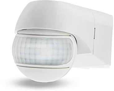 HUBER Motion Détecteur de mouvement infrarouge d'angle 3 LV 220° IP44 I 12-24 V AC DC Contact libre potentiel Détecteur de mouvement compatible LED, réglable horizontal/verticalement Blanc