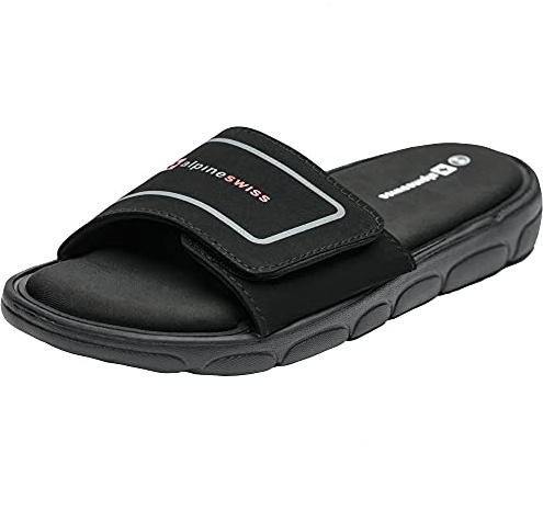 alpine swiss Gabe Men's Cloud Slide Sandals | Ultra-Comfortable Shock-Absorbing Foam Insole with Arch Support | Adjustable Strap Waterproof Anti-Slip Traction | Great for Recovery Gym Shoes