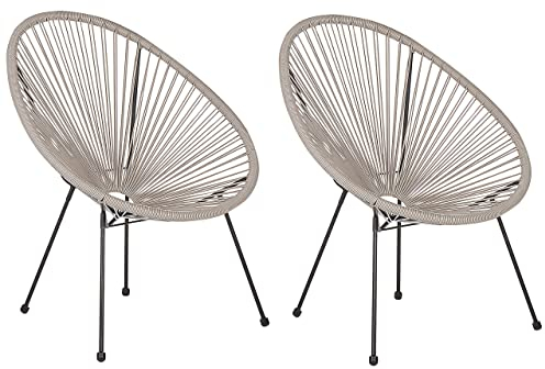 Lustiges Balkonset 2 Stühle Spaghetti-Optik Rattan hellgrau Acapulco II