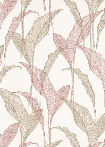 10207-05 ELLE Decoration Bl tter Floral Papier peint intissé à paillettes Rose